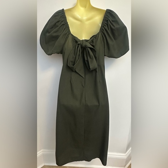 NWT Mi Ami Olive Green Puff Sleeve Sheath Dress - Picture 2 of 8